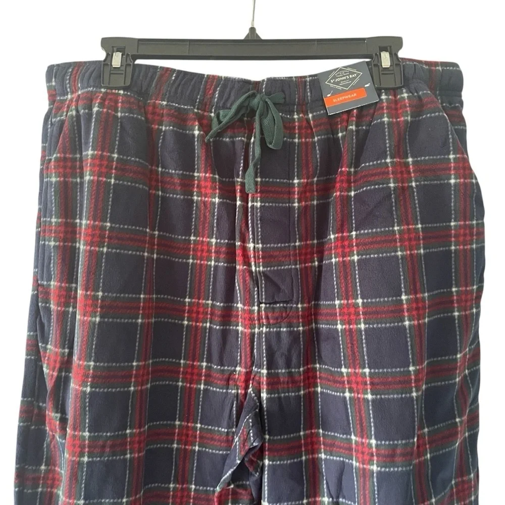 St John’s Bay Plaid Sleepwear Men's Long Pants Navy Royal Stewart Size L